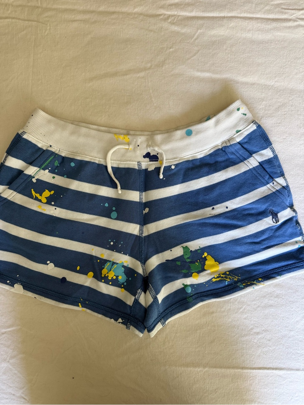 Polo by Ralph Lauren Blue & White Striped Fleece Shorts